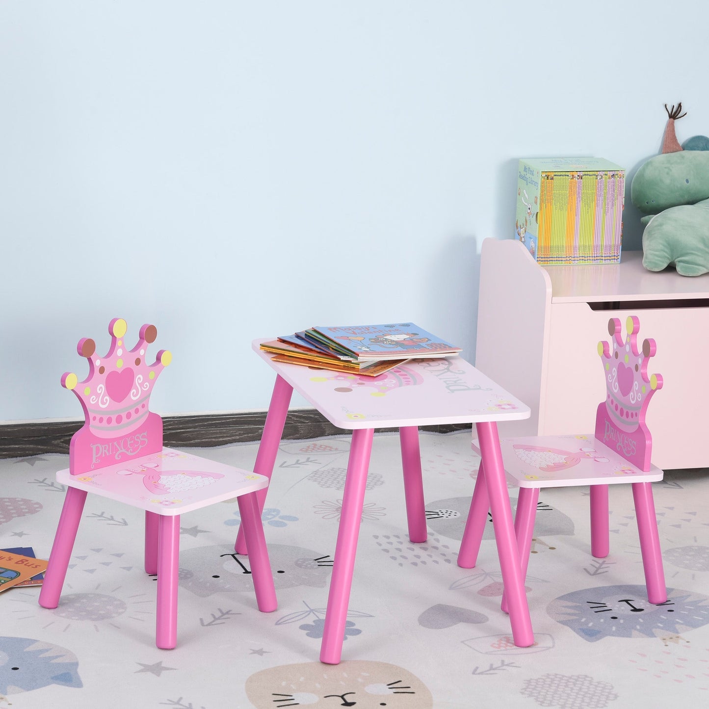 Kids Three-Piece Table and Chairs Set Pink