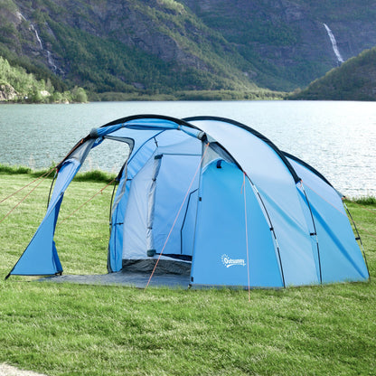 2-3 Man Tunnel Tents w/ Vestibule Camping Tent Porch Air Vents Rainfly Weather-Resistant Shelter Fishing Hiking Festival Shelter Home