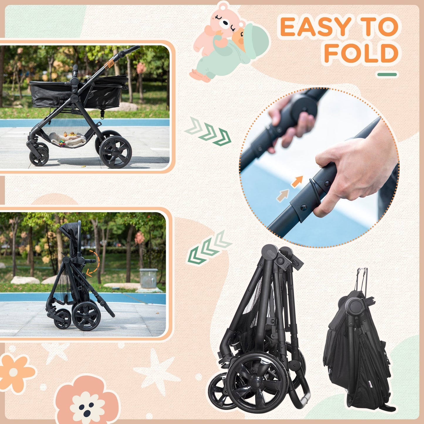 2 in 1 Lightweight Pushchair w/ Reversible Seat