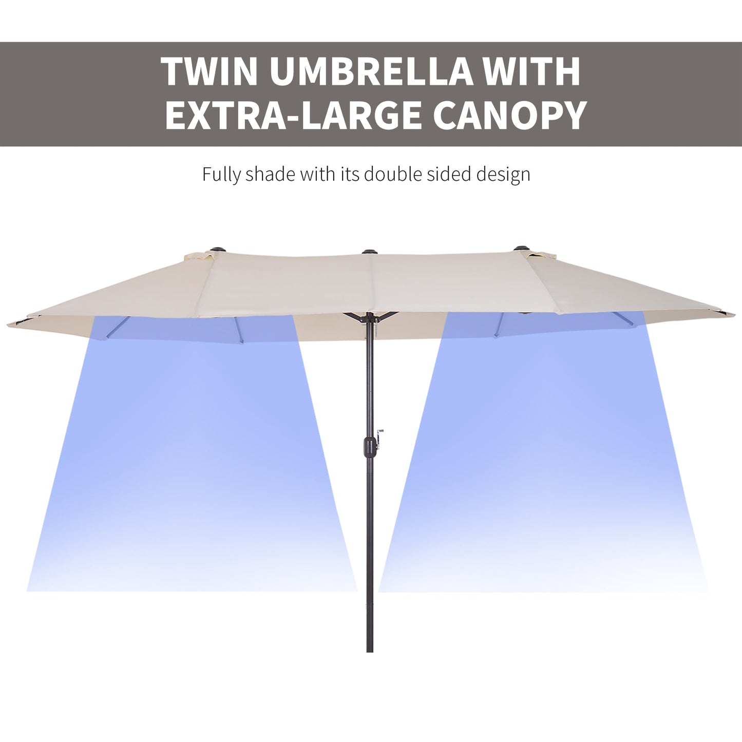 4.6m Double-Sided Patio Parasol Sun Umbrella-Beige