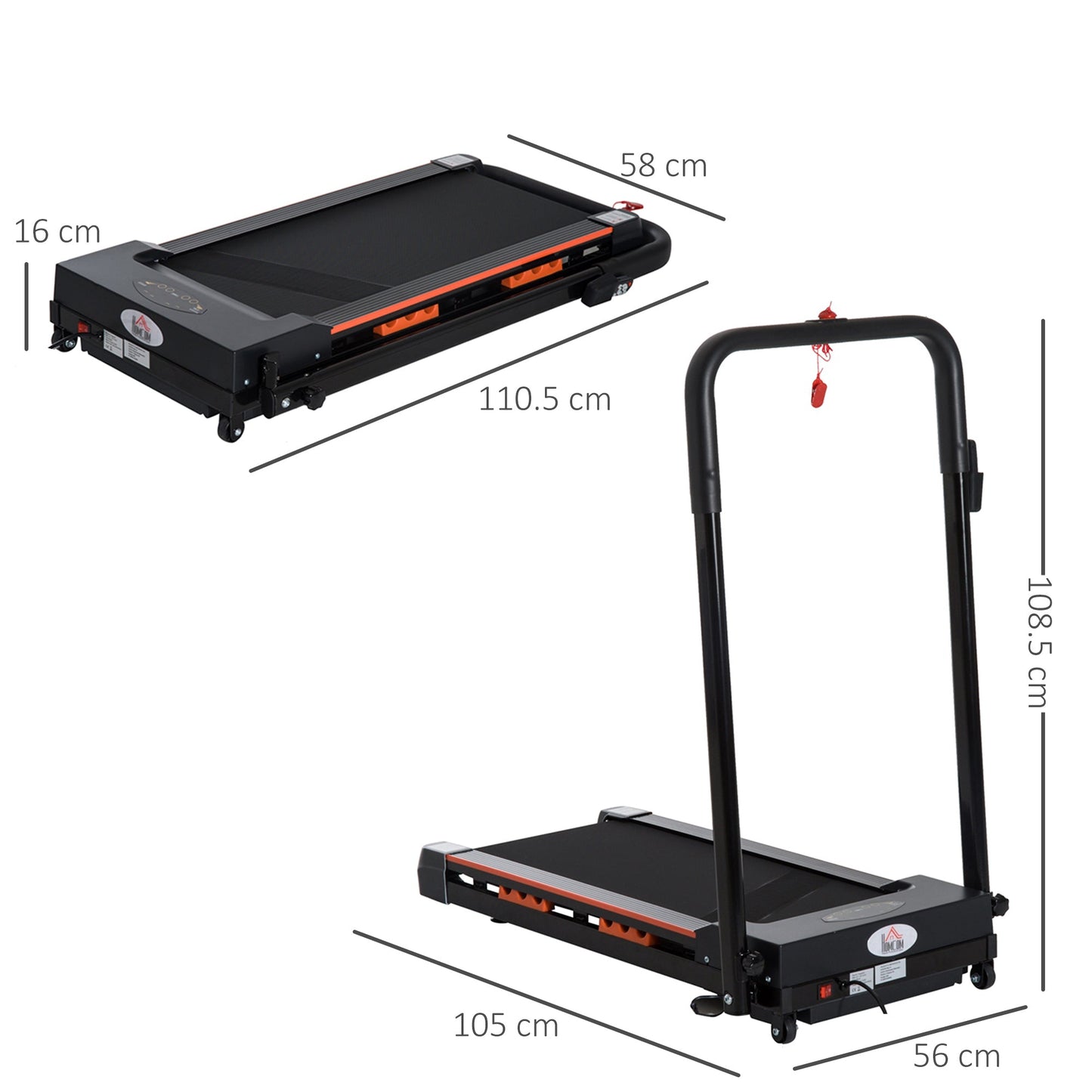 Steel Folding Motorized Home Treadmill w/ LCD Monitor Black