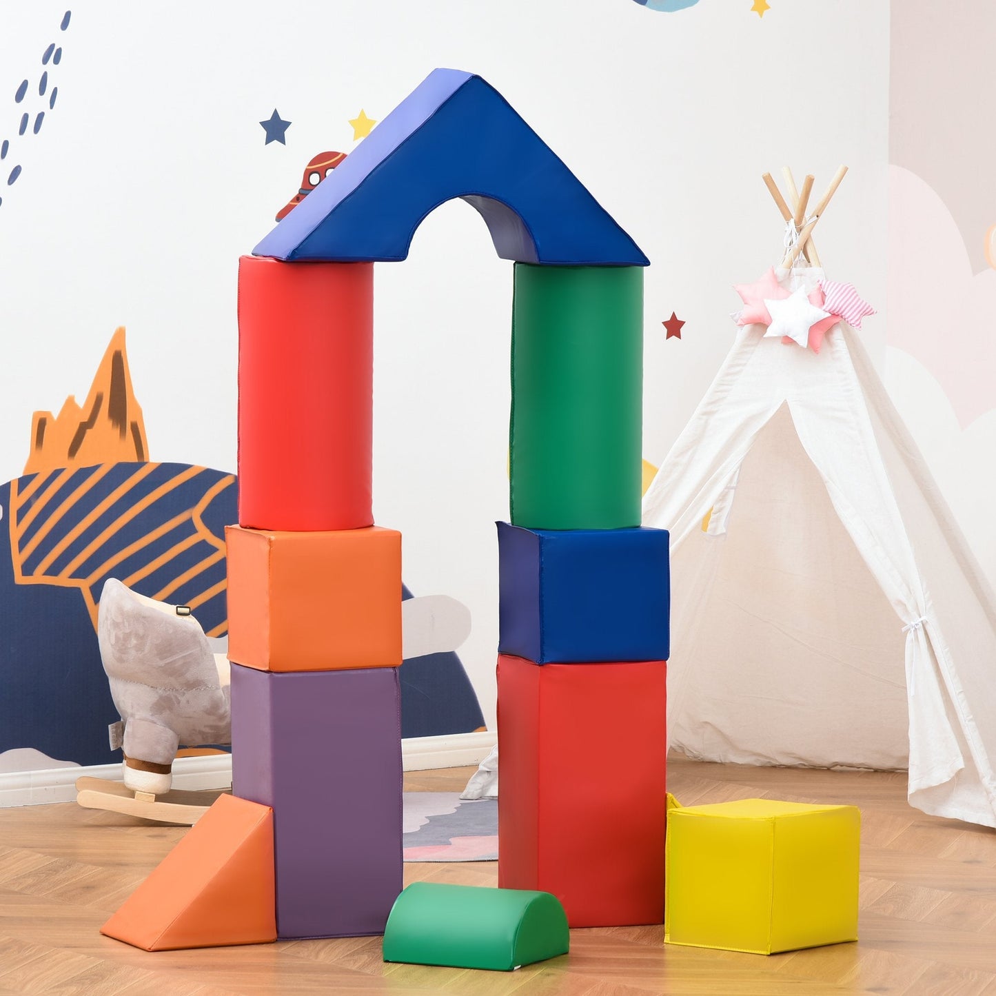 11 Piece Soft Play Blocks Toy Foam Building and Stacking Blocks for Kids