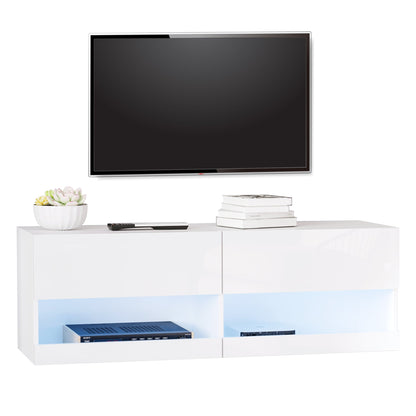 Wall Mount TV Stand Entertainment Center W/ LED Lights