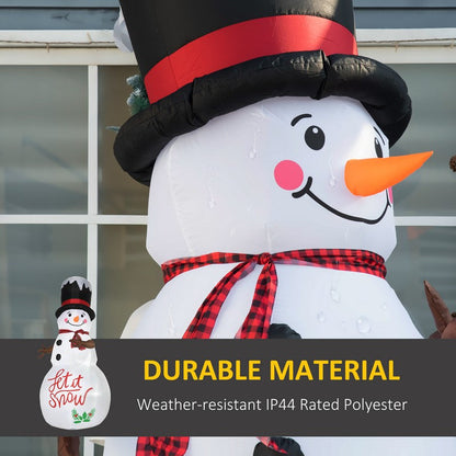 8 Foot Inflatable Christmas Snowman with Black Hat and Red Scotch Scarf