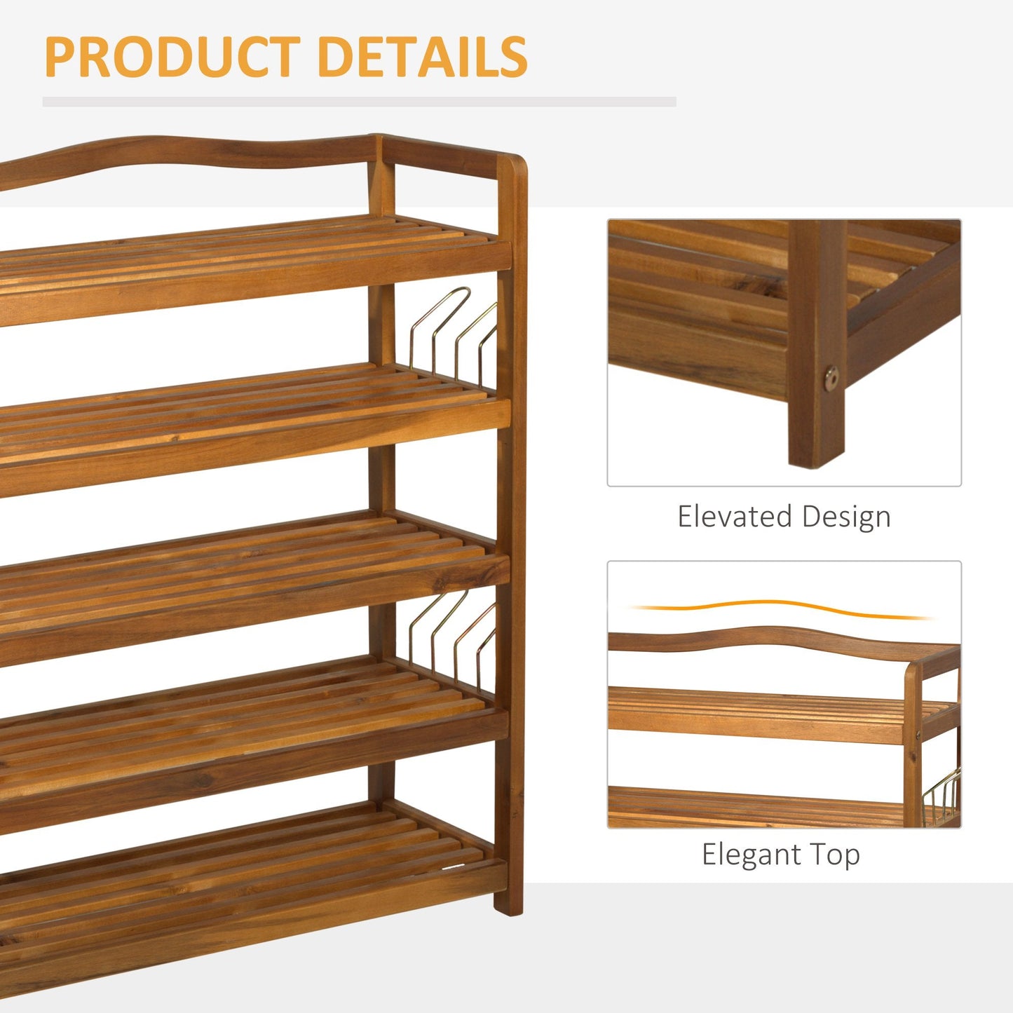 Wooden Five-Shelf Shoe Rack