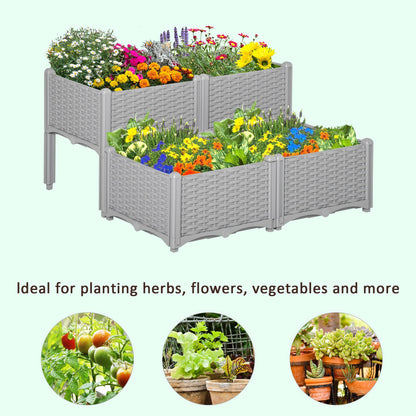 Raised Flower Bed Vegetable Herb Plant Stand Lightweight - 40L x 40W x 44H CM