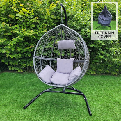 Raven Enchanted Plain Garden Hammock Egg Chair by Raven with Grey Cushions