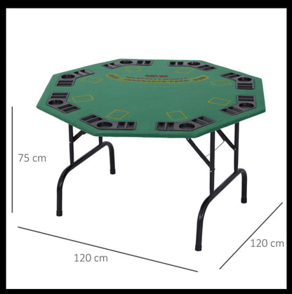 Homcom Medium-density fibreboard 8 Player Folding Poker Table Green