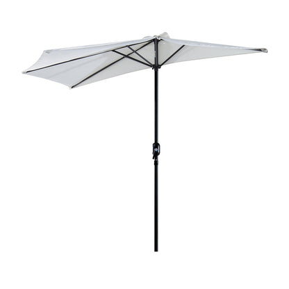 2.7m Balcony Half Parasol 5 Steel Ribs Construction Garden Outdoor Umbrella Cream White