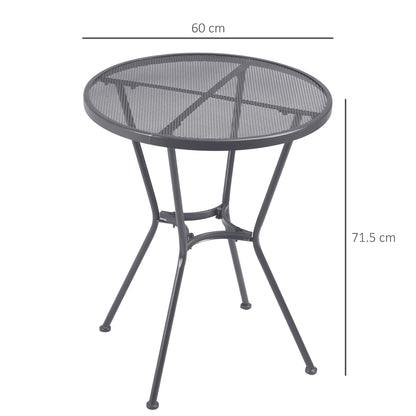 Outsunny 60cm Round Garden Dining Table Metal Outside Bistro Table with Mesh Tabletop for Garden Balcony Deck