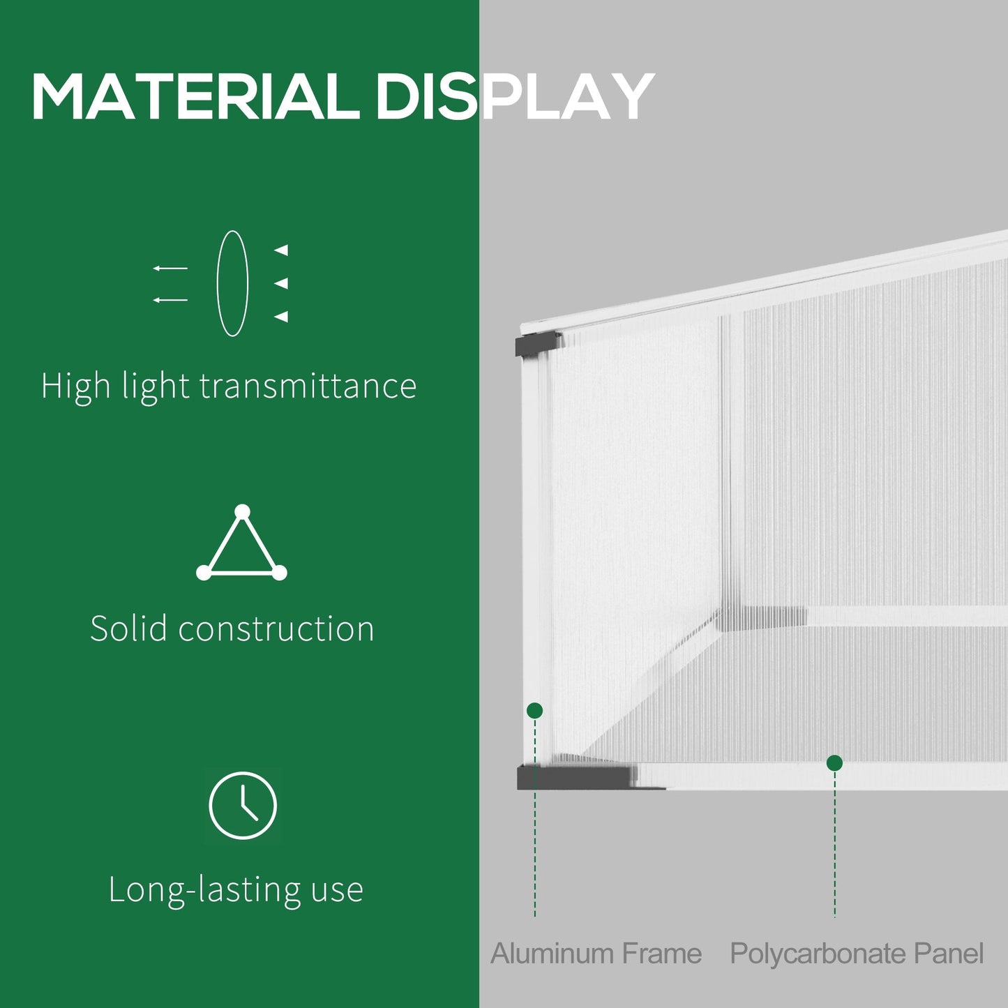 Cold Frame Greenhouse Polycarbonate Grow House w/ Independent Tops