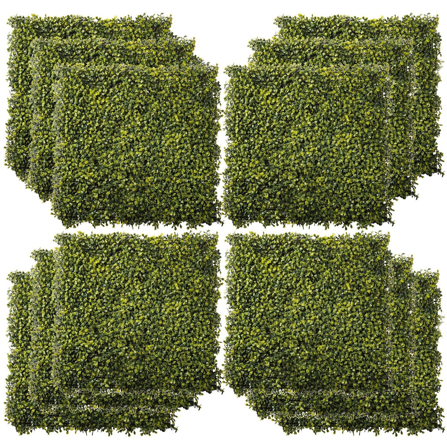 12-Piece 20" x 20" Artificial Boxwood Wall Panel Milan Grass Privacy Fence Screen