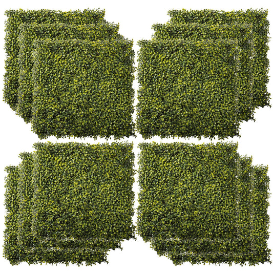 12-Piece 20" x 20" Artificial Boxwood Wall Panel Milan Grass Privacy Fence Screen