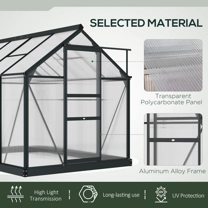 Outsunny Clear Polycarbonate Greenhouse Large Walk-In Green House Garden Plants Grow Galvanized Base Aluminium Frame With Slide Door