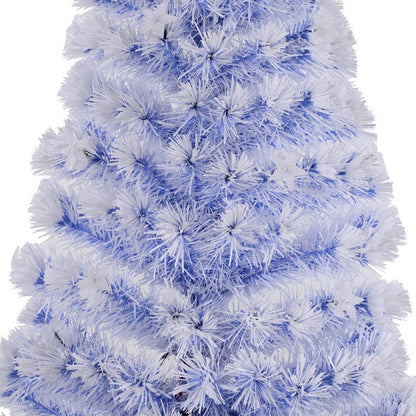 Homcom 6 Foot Artificial Fibre Optic Christmas Tree w/ 26 LED Lights Pre-Lit White Blue