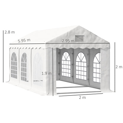 Outsunny 3 X 6 M Marquee Gazebo With Sides Party Tent Canopy & Carport Shelter For Outdoor Event Wedding White