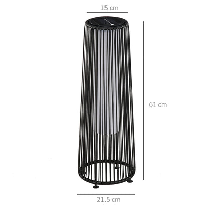 Patio Garden Solar Powered Lights Woven Resin Wicker Lantern Auto On/Off