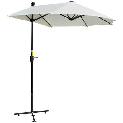 2m Half Parasol Market Umbrella Garden Balcony Parasol with Crank Handle