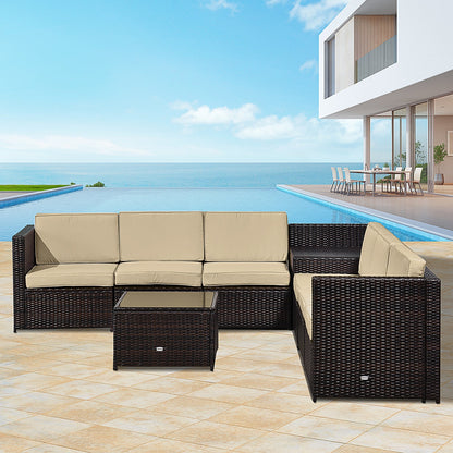 6 Seater Rattan Sofa Furniture Set W/Cushions