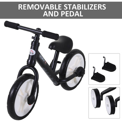 PP Toddlers Removable Stabiliser Kids Balance Bike Black