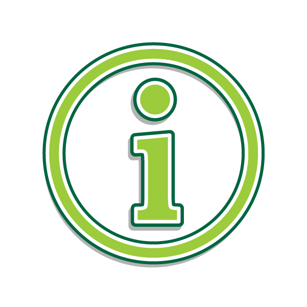 Green circular information symbol graphic for Help Centre page