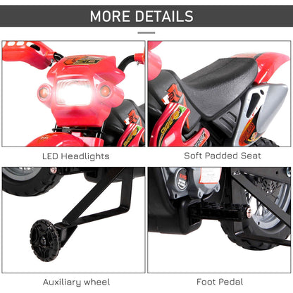 6V Children's PP Electric Ride-On Motorbike with Effects Red