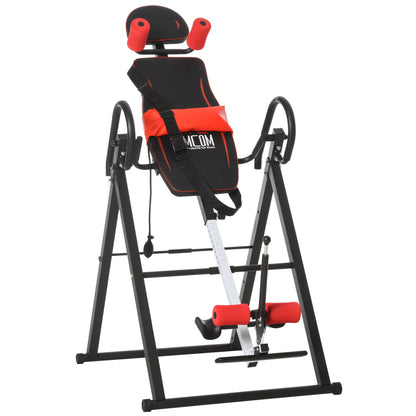 Steel Adjustable Gravity Inversion Table w/ Safety Belt Adjustable Hand Stand Home Back Stretcher Machine Red/Black