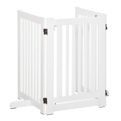 PawHut Pet Gate Medium-density fibreboard Freestanding Expandable Dog Gate Wood Doorway Pet Barrier Fence w/ Latched Door White