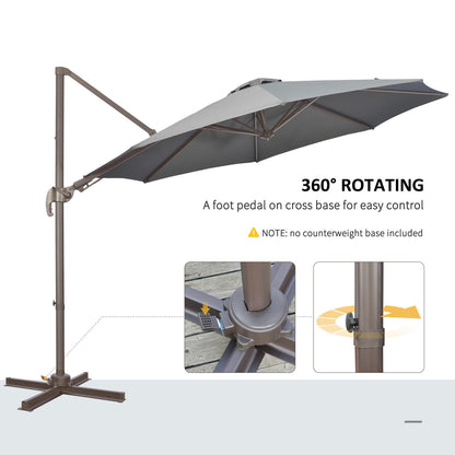 Outsunny 3(M) Cantilever Parasol 360 Rotation Roma Umbrella Hanging Sun Shade With Aluminum Frame