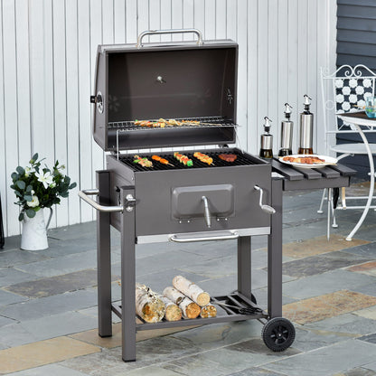 Charcoal Grill BBQ Trolley with Adjustable Charcoal Grate