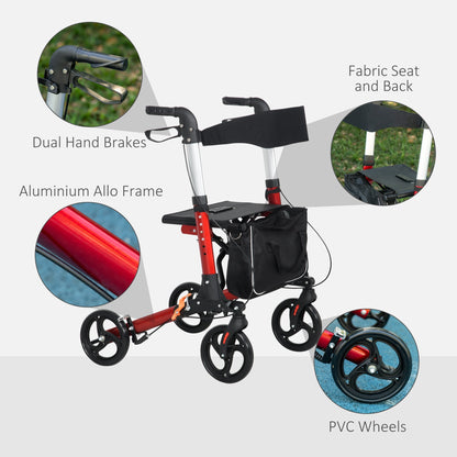 Folding Rollator Walker with Seat and Backrest