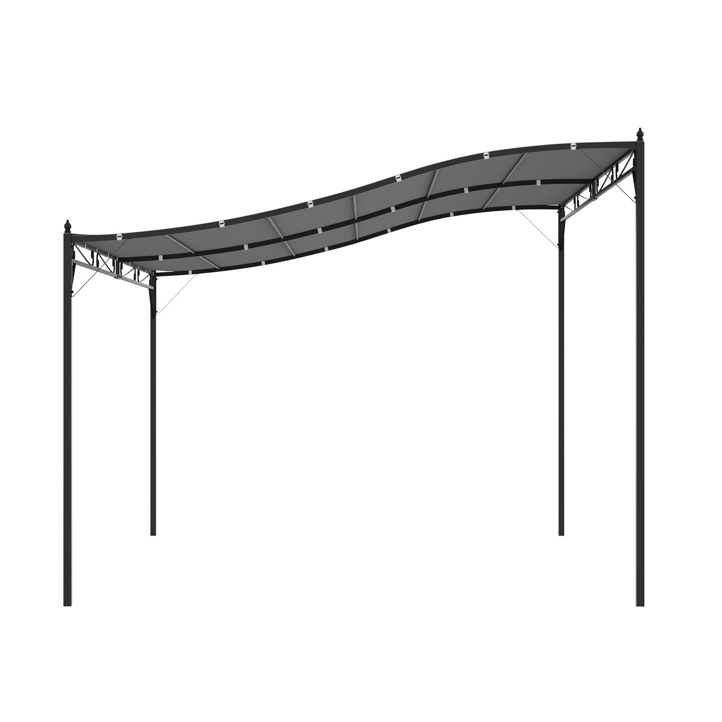 Outsunny 4 X 3M Canopy Metal Wall Gazebo Awning Garden Marquee Shelter Door Porch - Grey