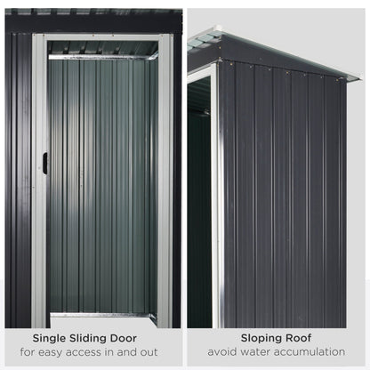 Galvanised 5 x3' Single Door Pent Garden Store Steel Black by Steadfast