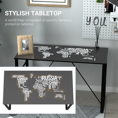 Tempered Glass Top Writing Desk With World Map Printing