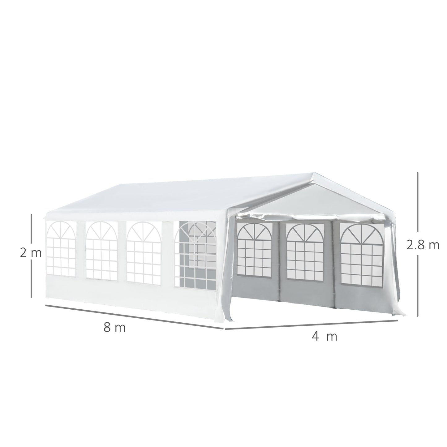 8m x 4m Garden Gazebo Marquee Party Tent Wedding Portable Garage Carport Event shelter Car Canopy Outdoor Heavy Duty Steel Frame Waterproof Rot Resistant