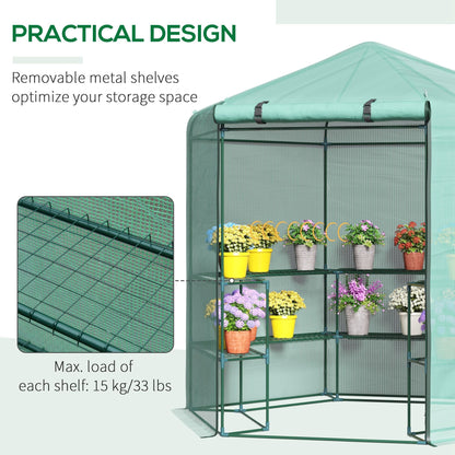 Hexagon Walk In Garden Greenhouse PE Planter Flower Growth with Zipped Door 228 x 196 x 215H cm