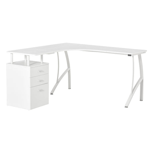 L-Shaped Computer Desk Table with Storage Drawer Home Office Corner Industrial Style Workstation