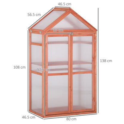 80 x 47 x 138cm Garden Cold Frame Polycarbonate Greenhouse with Adjustable Shelves