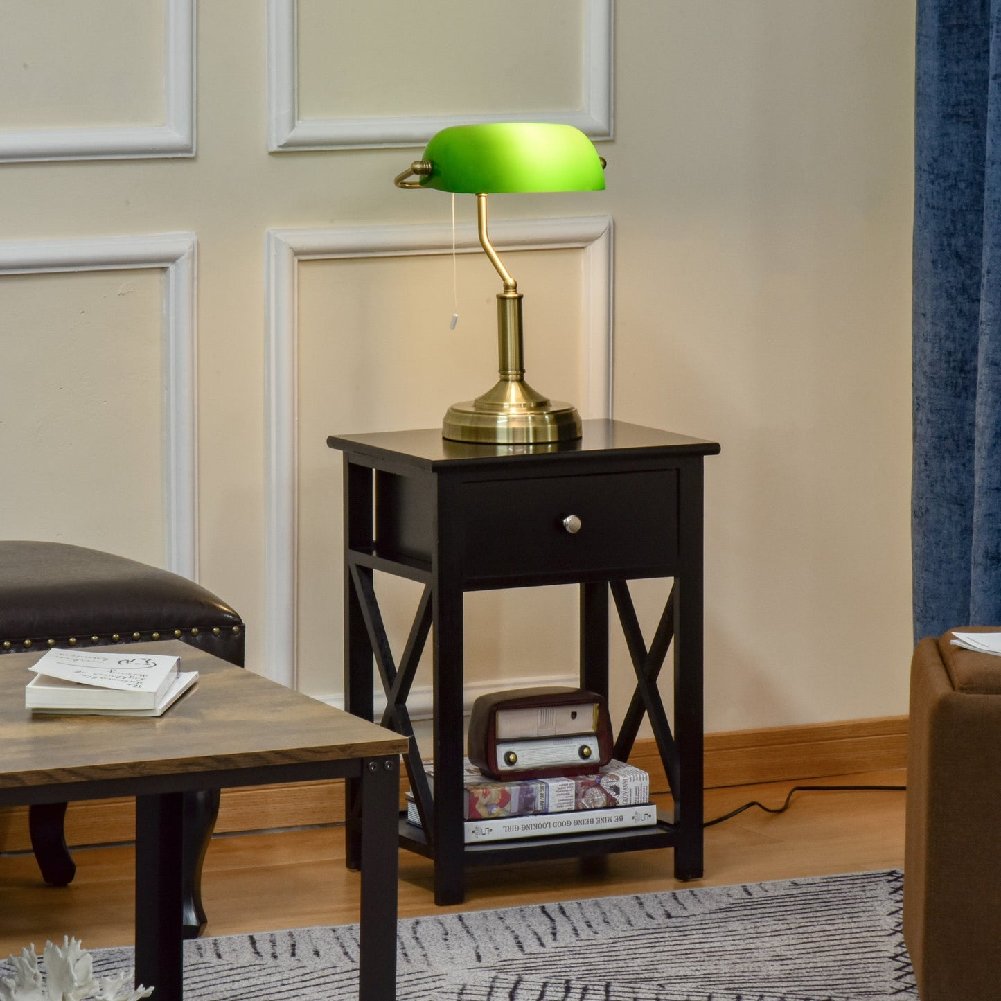 Banker's Table Lamp w/ Antique Bronze Base