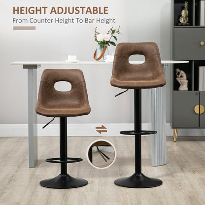 Set of Two Retro Bar Stools - Brown