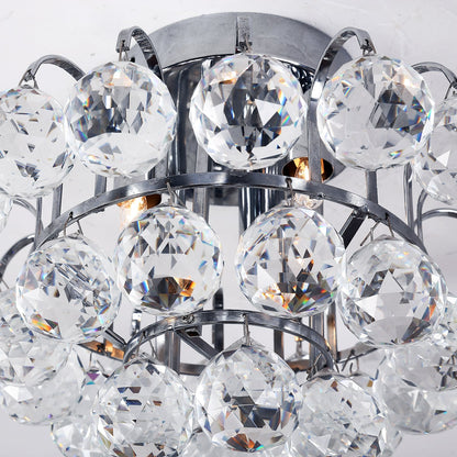 30x30cm K9 Crystal Droplets Ceiling Pendant Light Silver