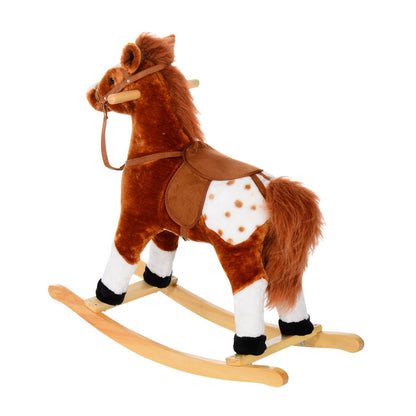 Children Plush Rocking Horse with Sound-Brown