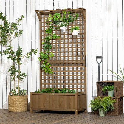 Outsunny Wood Planter with Trellis for Vine Climbing