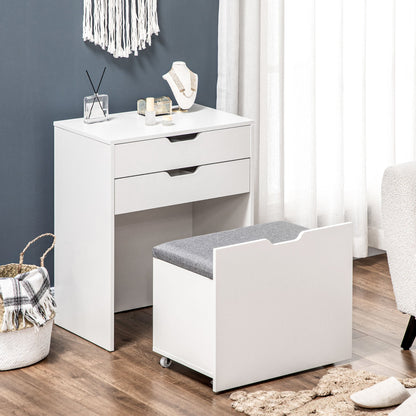 Dressing Table with Flip-up Mirror and Storage Stool