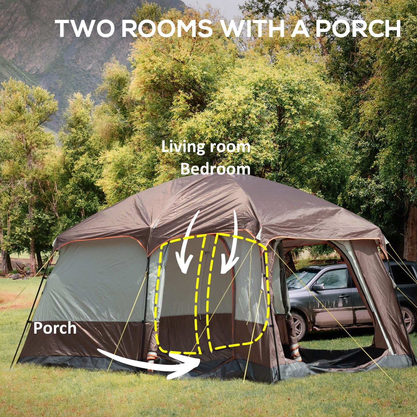 3-4 Man Two Room Camping Tent with Vestibule