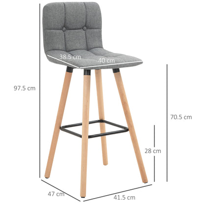 Bar stool Set of 2 Armless Button-Tufted Counter Height Bar Chairs with Wood Legs & Footrest