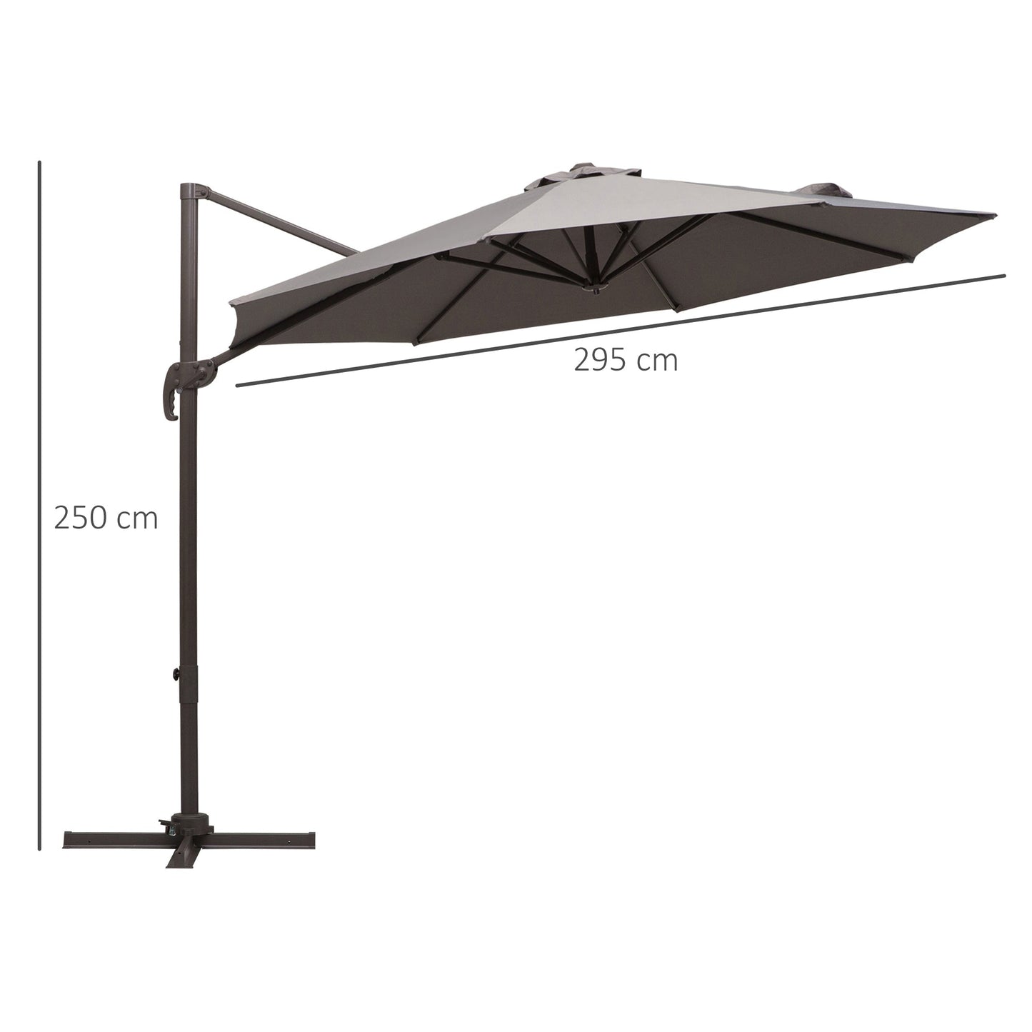 3m Cantilever Aluminium Frame Outdoor Garden Parasol Grey