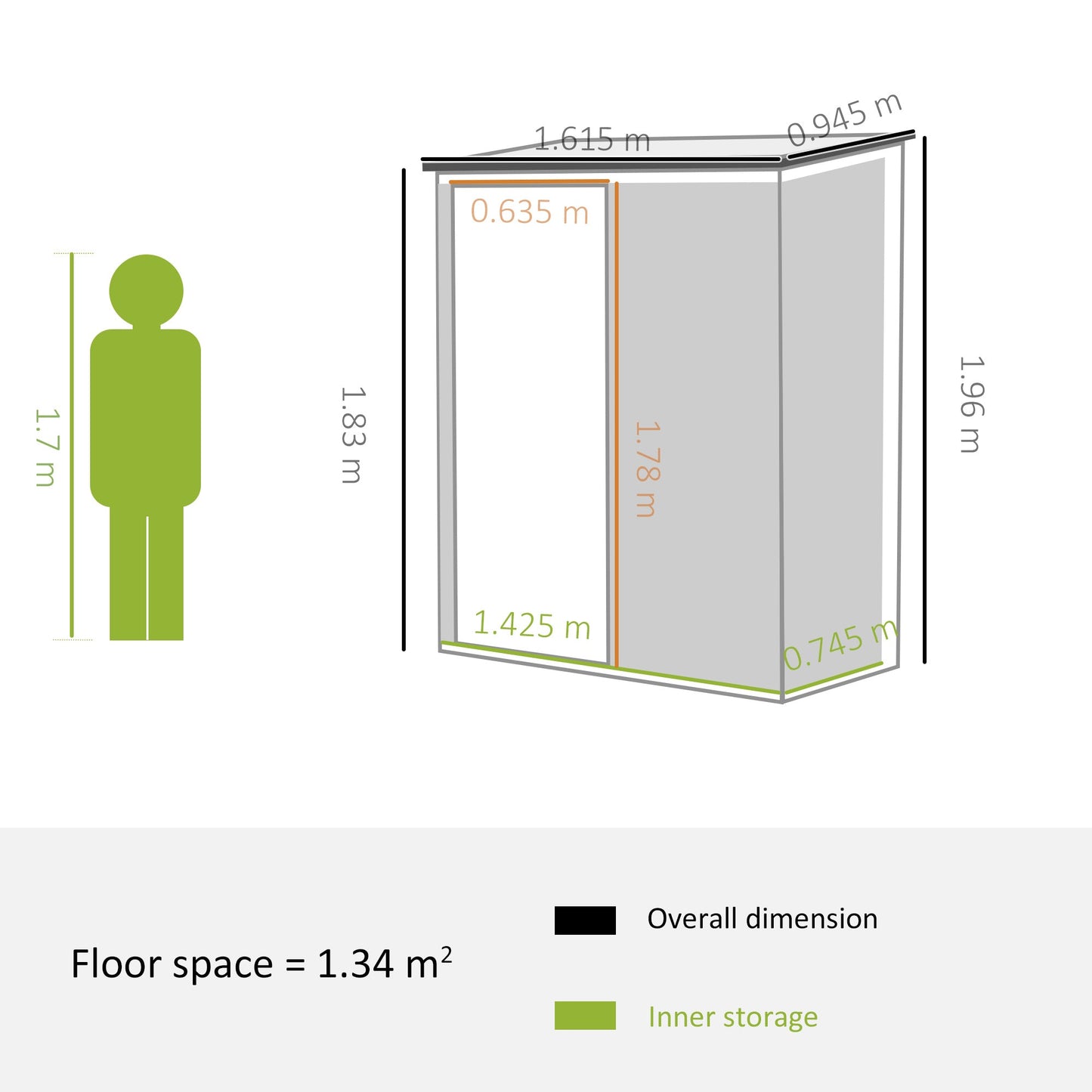 Galvanised 5.3 x 3.1' Single Door Pent Garden Store Steel Grey by Steadfast