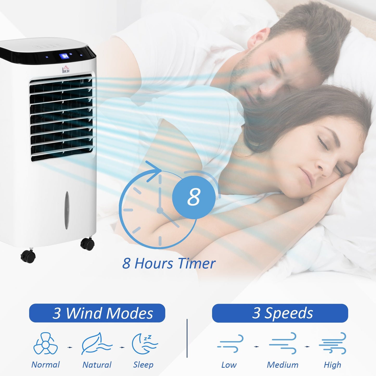 10L Multifunction Three Speed Air Cooler With Remote Control White