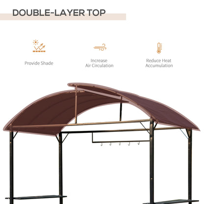 Outsunny 2.5 x 1.2M Metal BBQ Shelter - Coffee